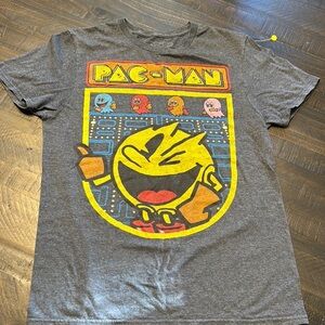 Pac-Man Graphic Tee - Gray Size Small Short Sleeve